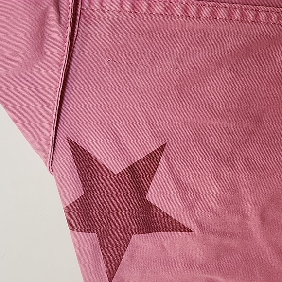 Pistola Grover short sleeve utility jumpsuit flamingo pink color star print Sz L - Picture 14 of 16